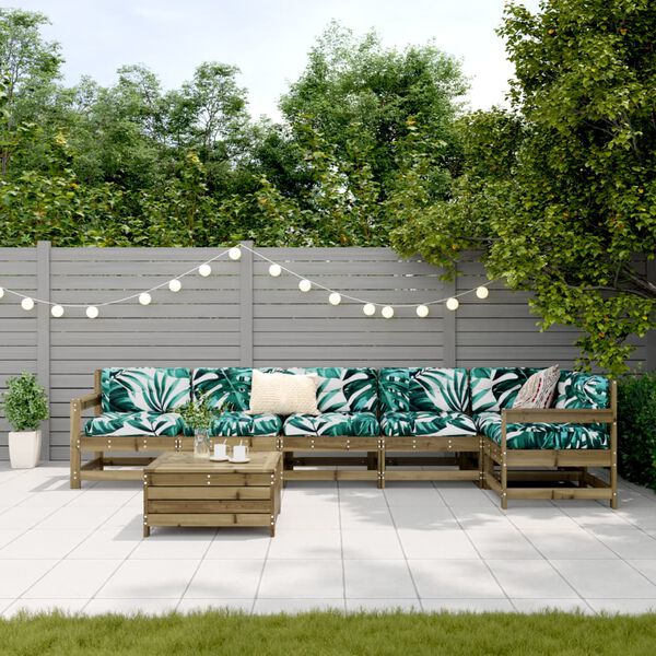 vidaXL Sodo sofos komplektas, 7 dalių, impregnuota pu&scaron;is