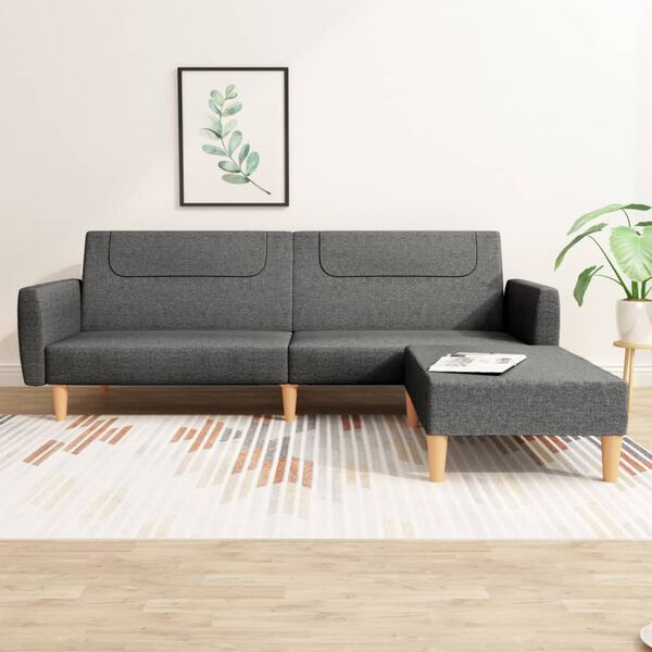 vidaXL Dvivietė sofa-lova su pakoja, tamsiai pilkos spalvos, audinys