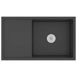 vidaXL Virtuvės plautuvė, juoda, rankų darbo, nerūdijantis plienas
