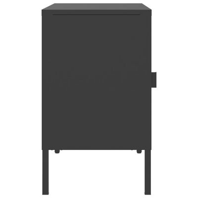 vidaXL Naktinis staliukas, juodas, 50x35x60cm, stiklas ir plienas
