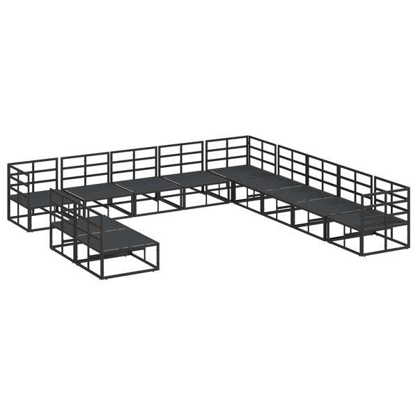 vidaXL Sodo Sofų Rinkinys su pagalve 11 pcs Juoda Aliuminis