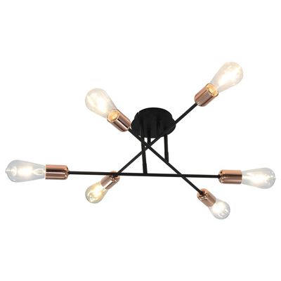 vidaXL Lubinis šviestuvas su kaitr. lemp., juodas ir varinis, 2 W, E27