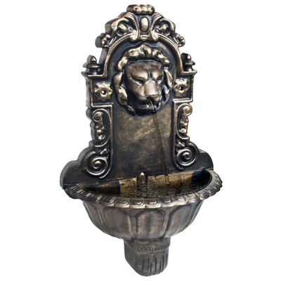 vidaXL Sieninis fontanas, bronzinės spalvos, liūto galvos dizainas