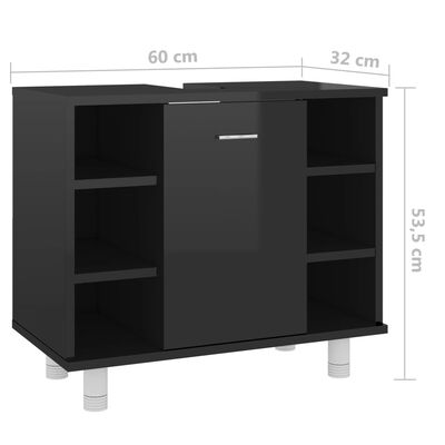 vidaXL Vonios kambario spintelė, juoda, 60x32x53,5cm, MDP, blizgi
