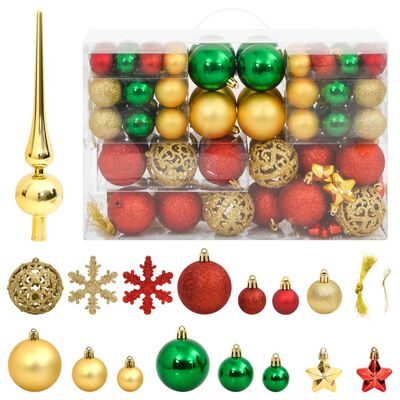vidaXL Kalėdiniai žaisliukai, 112vnt., įvairių spalvų, polistirenas