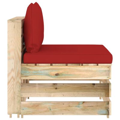 vidaXL Sodo komplektas su pagalvėlėmis, 3 dalių, impregnuota mediena