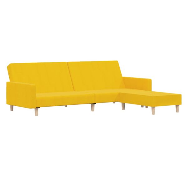 vidaXL Dvivietė sofa-lova su pakoja, geltonos spalvos, audinys