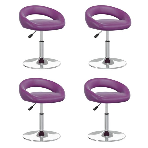 vidaXL Pasukamos valgomojo kėdės, 4vnt., violetinės, dirbtinė oda