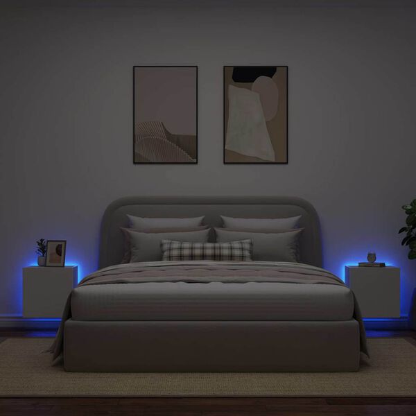 vidaXL Sieninės TV spintelės su LED, 2vnt., baltos, 40,5x35x40cm