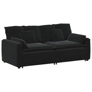 vidaXL Modulinė sofa su pagalvėlėmis, juoda