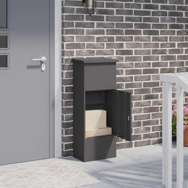 vidaXL Siuntų dėžutė su saugykla Juoda 44,5 x 29 x 110,5 cm Plienas