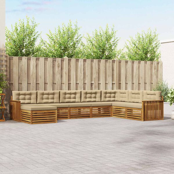 vidaXL Sofų komplektai su pagalve 8 pcs Natūralus ir bežinis