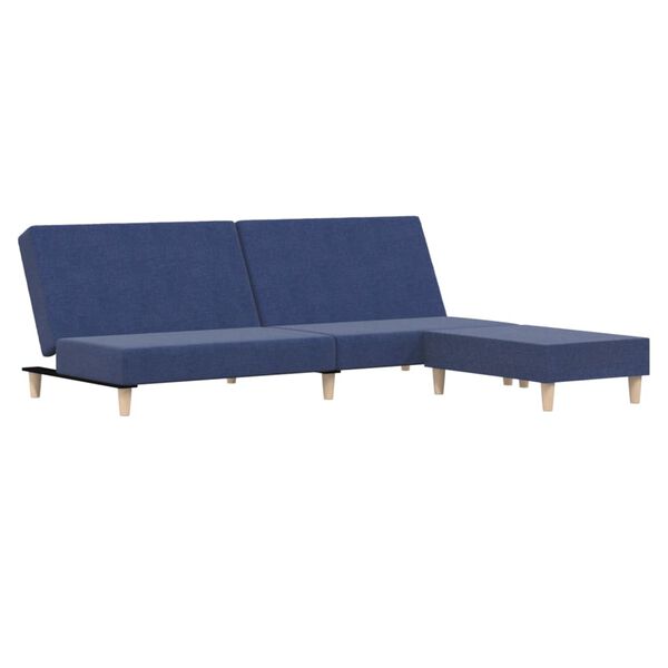 vidaXL Dvivietė sofa-lova su pakoja, mėlynos spalvos, audinys