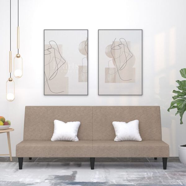 vidaXL Dvivietė sofa-lova, taupe spalvos, mikropluo&scaron;to audinys
