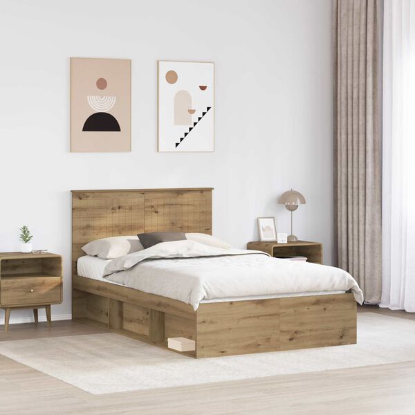 vidaXL Lovos rėmas Meistrų ąžuolas 120 x 200 cm Kietos pu&scaron;ies mediena