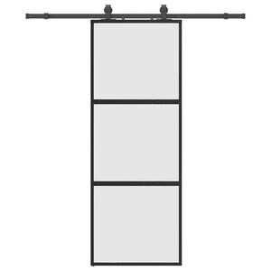 vidaXL Stumdomos durys su įrangos rinkiniu, juodas, 76x205 cm