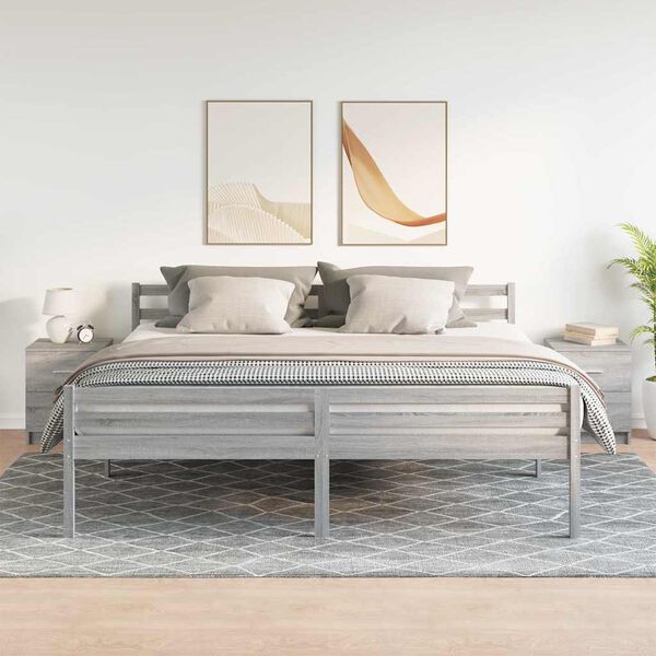 vidaXL Naktinės spintelės su 2 stalčiais, 2vnt., pilkos, 40x36x50cm