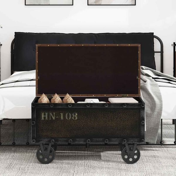 vidaXL Suoliukas-daiktadėžė, mediena ir dirbtinė oda, 80,5x41x50 cm