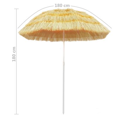 vidaXL Paplūdimio skėtis, natūralios sp., 180 cm, havajietiškas st.