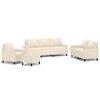 vidaXL Sofos komplektas su pagalvėlėmis, 4 dalių, kreminis, aksomas