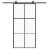 vidaXL Stumdomos durys su įrangos rinkiniu, juodas, 102x205 cm, ESG ir