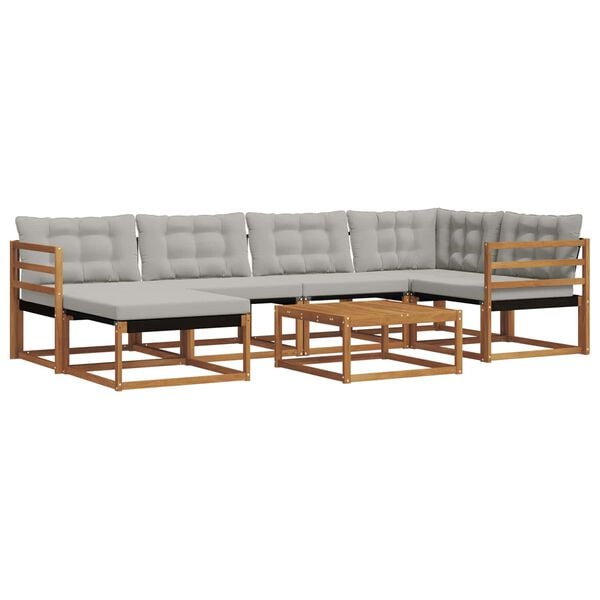 vidaXL Lauko sofos komplektas 7 pcs Natūrali ir &scaron;viesiai pilka