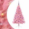 vidaXL Dirbtinis prie&scaron;&scaron;ventinis eglutė su &scaron;viesomis Rožinė 150 cm PVC