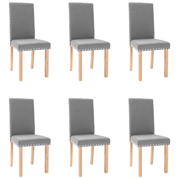 vidaXL Valgomojo kėdės, 6vnt., &scaron;viesiai pilkos spalvos, audinys