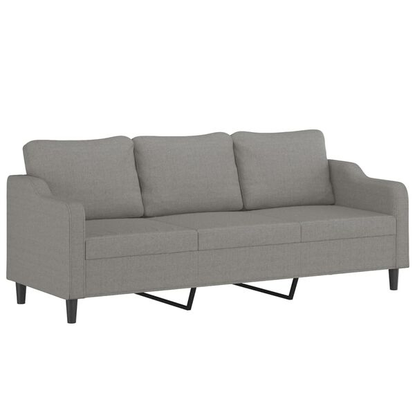 vidaXL Trivietė sofa su pagalvėmis, tamsiai pilka, 210cm, audinys