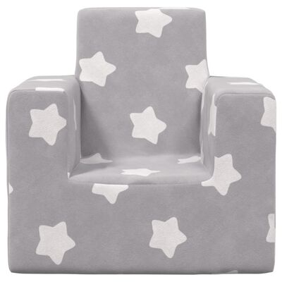 vidaXL Vaikiška sofa, šviesiai pilka, minkštas pliušas, su žvaigždėmis