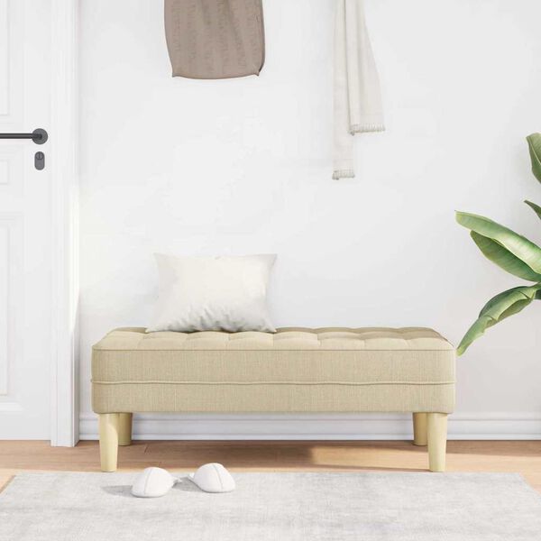 vidaXL suoliukas su pagalve Kreminė 113 x 57 x 39 cm audinys