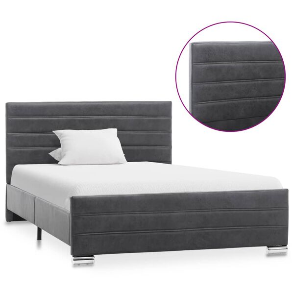 vidaXL Lovos rėmas, pilkos spalvos, 120x200cm, dirbtinė versta oda