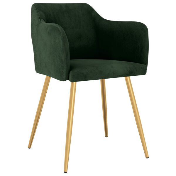 vidaXL Valgomojo kėdės, 6vnt., tamsiai žalios spalvos, aksomas