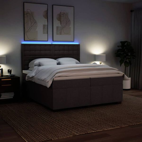 vidaXL Lova su spyruoklėmis ir čiužiniu, ruda, 200x200 cm, audinys