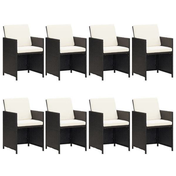 vidaXL Sodo komplektas su pagalvėlėmis, 9 dalių, juodas, poliratanas