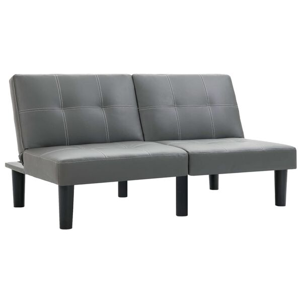 vidaXL Dvivietė sofa, pilkos spalvos, dirbtinė oda