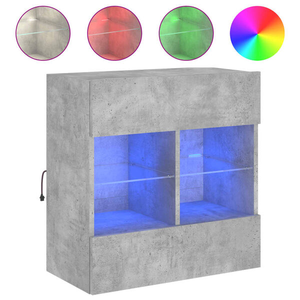 vidaXL Sieninė TV spintelė su LED lemputėmis, betono, 58,5x30x60,5cm