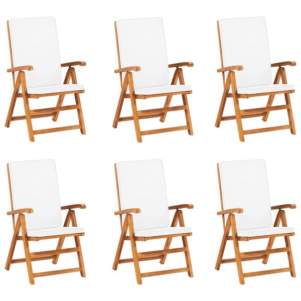 vidaXL Valgomojo komplektas su pagalvėmis, 7 dalių, tikmedžio masyvas