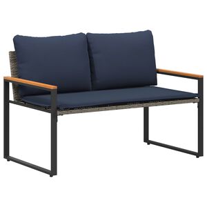 vidaXL suoliukas Pilka ir tamsiai mėlyna 115 x 65 x 72 cm Ratanas
