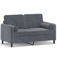 vidaXL Dvivietė sofa su pagalvėlėmis, tamsiai pilka, 120cm, aksomas