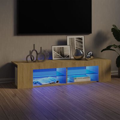 vidaXL Televizoriaus spintelė su LED apšvietimu, ąžuolo, 135x39x30cm