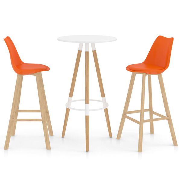 vidaXL Baro baldų komplektas, 3 dalių, oranžinis (287254+289174)