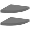 vidaXL Pakabinamos kampinės lentynos, 2vnt., pilkos, 35x35x3,8cm, MDF