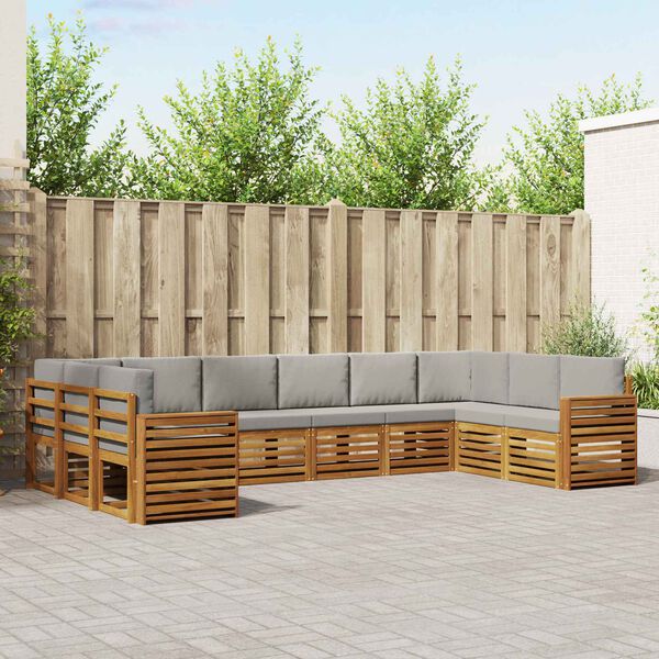 vidaXL Sekcijos sofų komplektas 10 pcs Natūrali ir &scaron;viesiai pilka