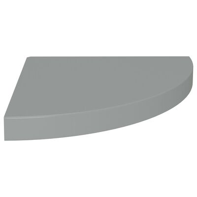 vidaXL Pakabinama kampinė lentyna, pilkos spalvos, 35x35x3,8cm, MDF