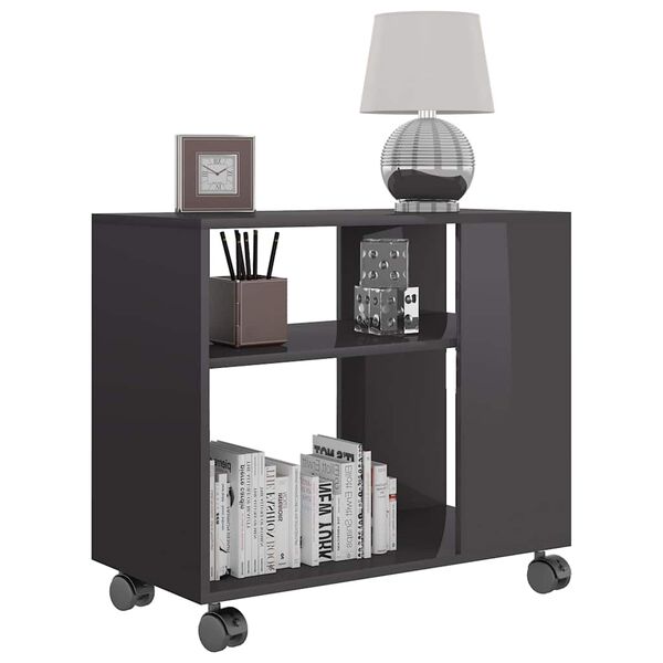 vidaXL Šoninis staliukas, pilkos spalvos, 70x35x55cm, mediena, blizgus