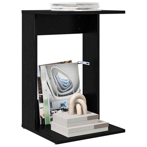 vidaXL &Scaron;oninis stalas Juodas ąžuolas 40 x 38 x 62,5 cm