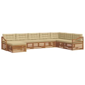 vidaXL Lauko sofos komplektas su pagalve 8 pcs Natūralus ir bežinis