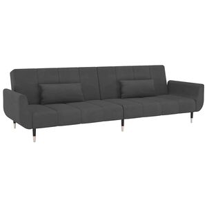 vidaXL Dvivietė sofa-lova su dvejomis pagalvėmis, pilka, aksomas
