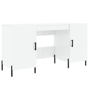 vidaXL Ra&scaron;omasis stalas, baltos spalvos, 140x50x75cm, mediena, blizgus